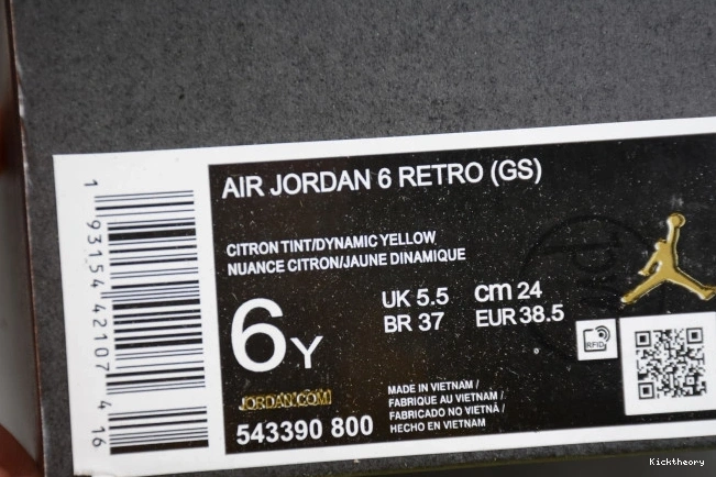Kick Theory Floral Dynamic Yellow Air Retro Jordan (GS) 6 543390-800 0810
